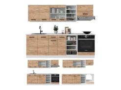 Mueble de cocina oro potencia roble/blanco 240x60x81.6 r-line