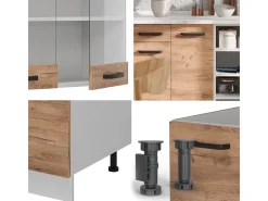 Mueble de cocina oro potencia roble/blanco 240x60x81.6 r-line