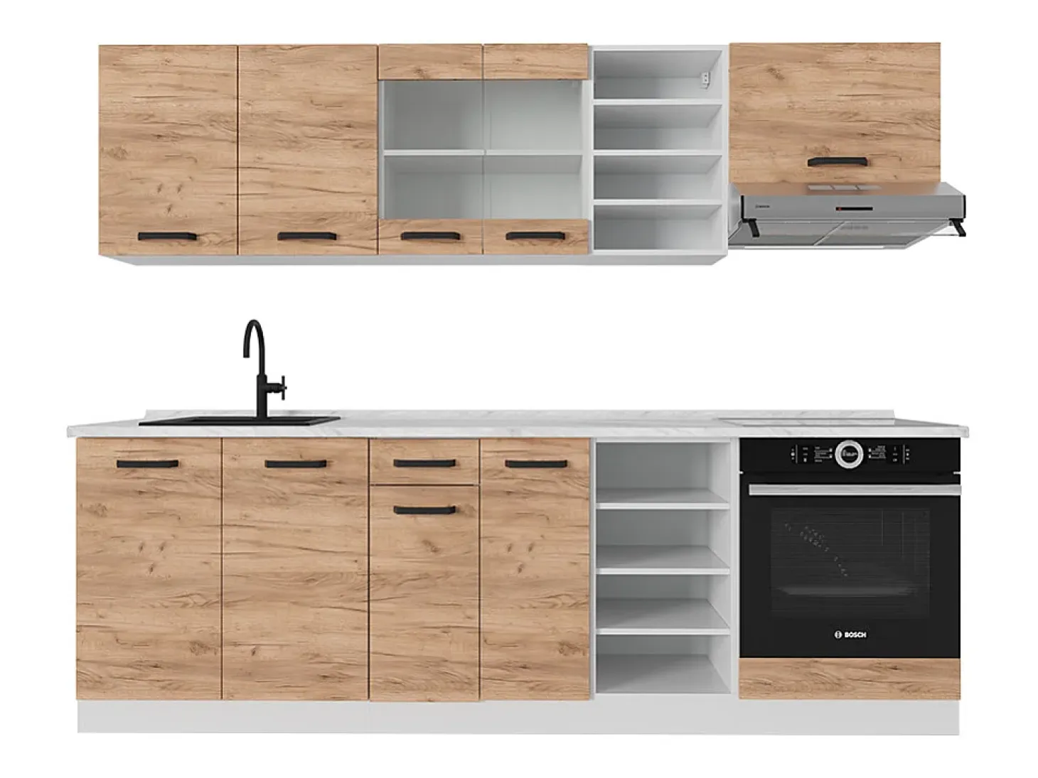 Mueble de cocina oro potencia roble/blanco 240x60x81.6 r-line