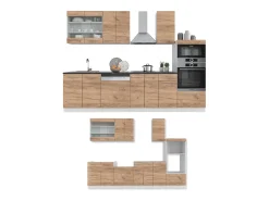 Mueble de cocina oro potencia roble/blanco 300x60x81.6 fame-line