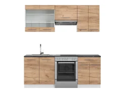 Mueble de cocina oro potencia roble/blanco 200x60x81.6 fame-line