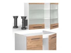 Mueble de cocina oro potencia roble/blanco 200x60x81.6 fame-line
