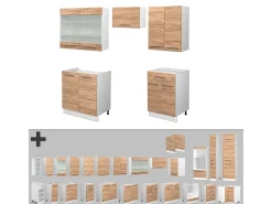 Mueble de cocina oro potencia roble/blanco 200x60x81.6 fame-line