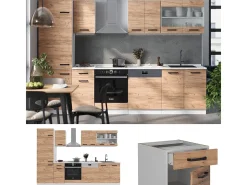 Mueble de cocina oro potencia roble/blanco 300x46x81.6 r-line