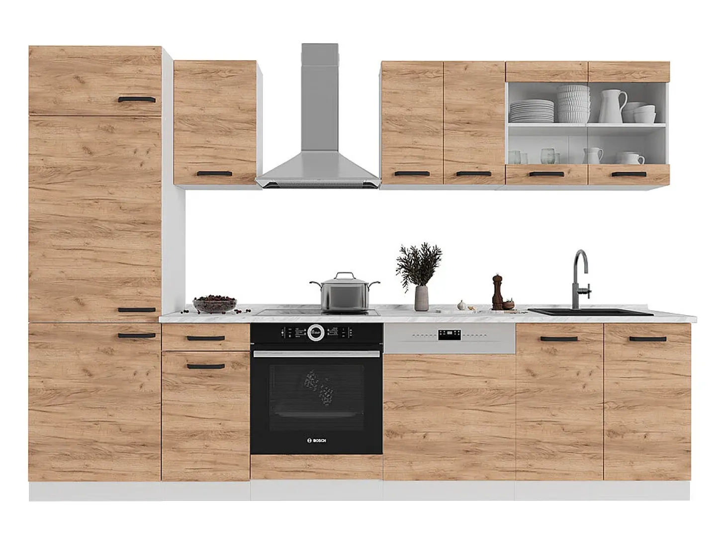 Mueble de cocina oro potencia roble/blanco 300x46x81.6 r-line