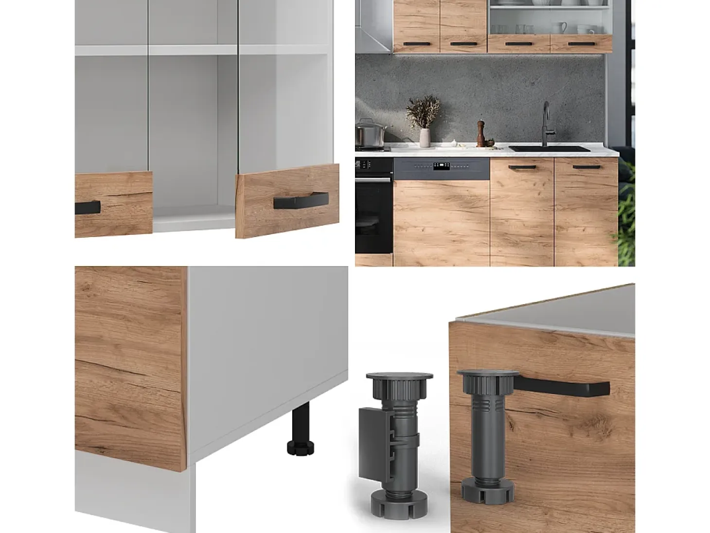 Mueble de cocina oro potencia roble/blanco 300x46x81.6 r-line