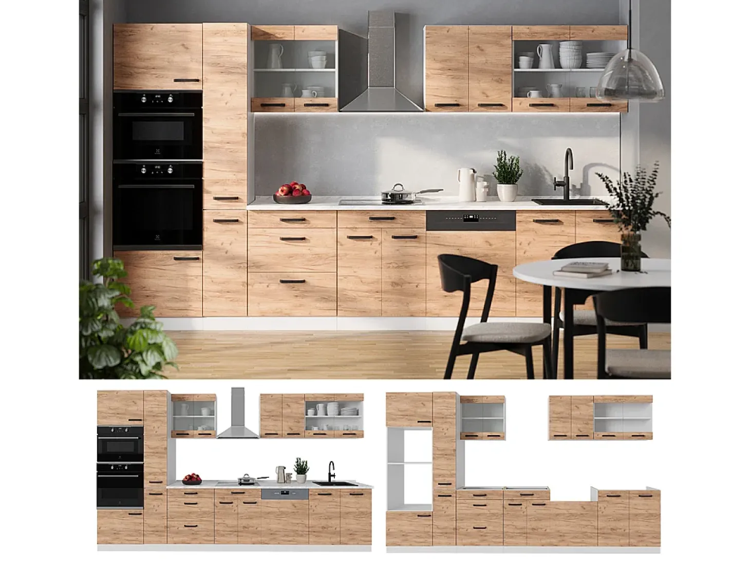 Mueble de cocina oro potencia roble/blanco 350x46x81.6 r-line