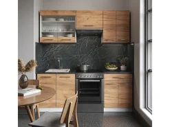 Mueble de cocina oro potencia roble/blanco 200x46x81.6 fame-line