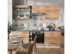 Mueble de cocina oro potencia roble/blanco 235x46x81.6 fame-line