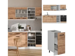 Mueble de cocina oro potencia roble/blanco 240x60x81.6 r-line