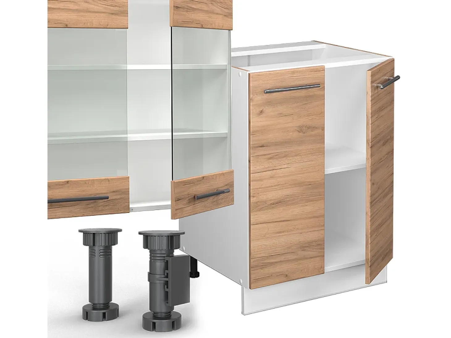 Mueble de cocina oro potencia roble/blanco 300x46x81.6 fame-line