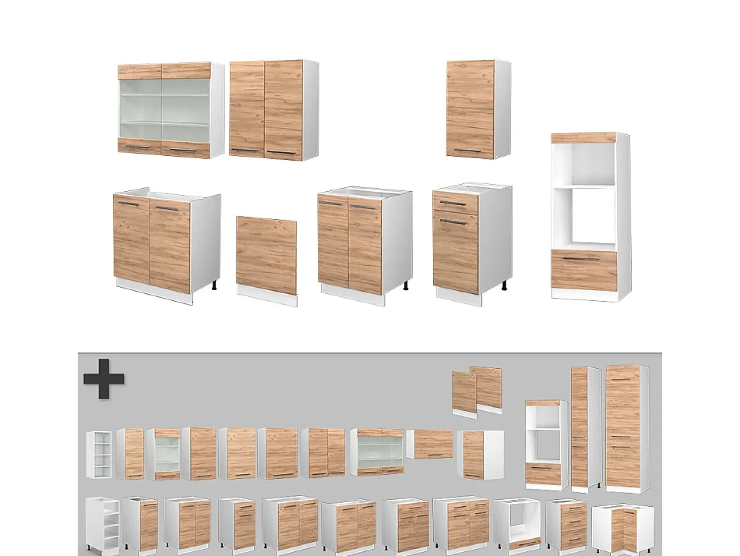 Mueble de cocina oro potencia roble/blanco 300x46x81.6 fame-line