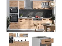 Mueble de cocina oro potencia roble/blanco 300x60x81.6 r-line