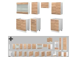 Mueble de cocina oro potencia roble/blanco 240x60x81.6 fame-line