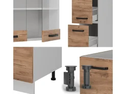 Mueble de cocina oro potencia roble/blanco 350x60x81.6 r-line