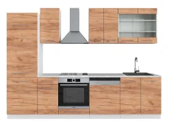 Mueble de cocina oro potencia roble/blanco 300x60x81.6 fame-line