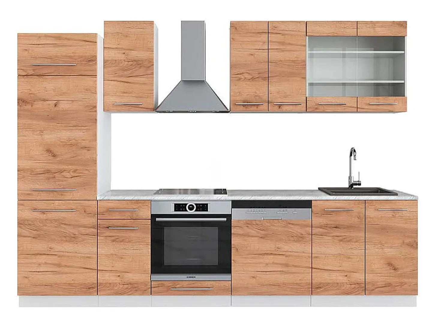 Mueble de cocina oro potencia roble/blanco 300x60x81.6 fame-line