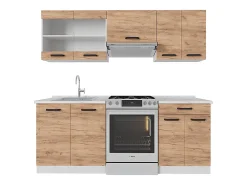 Mueble de cocina oro potencia roble/blanco 200x46x81.6 r-line