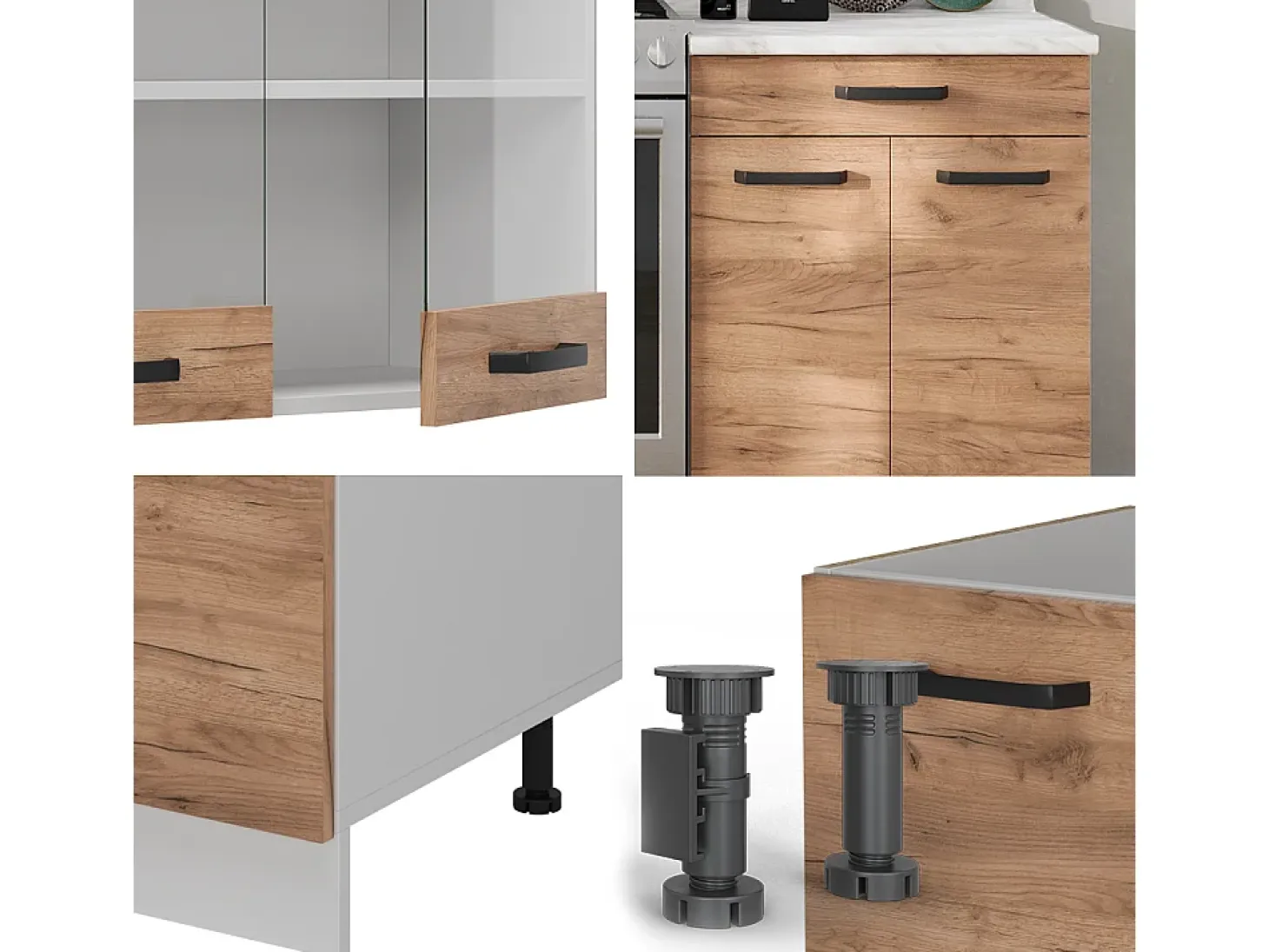 Mueble de cocina oro potencia roble/blanco 200x46x81.6 r-line