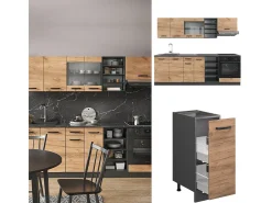 Mueble de cocina oro power roble/antracita 240x60x81.6 r-line