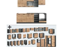 Mueble de cocina oro power roble/antracita 240x60x81.6 r-line