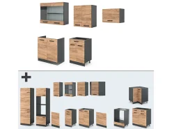 Mueble de cocina oro power roble/antracita 200x60x81.6 r-line