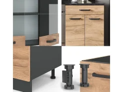 Mueble de cocina oro power roble/antracita 200x60x81.6 r-line