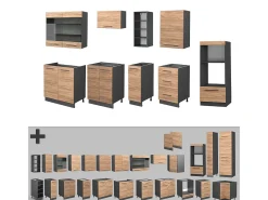 Mueble de cocina oro power roble/antracita 280x60x81.6 fame-line