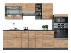 Mueble de cocina oro power roble/antracita 280x60x81.6 fame-line