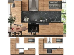 Mueble de cocina oro power roble/antracita 300x46x81.6 fame-line