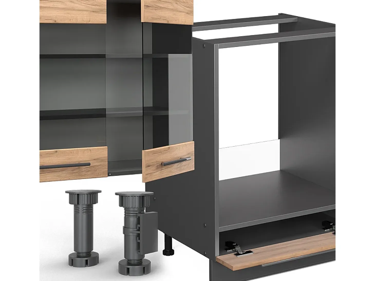 Mueble de cocina oro power roble/antracita 300x46x81.6 fame-line