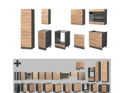 Mueble de cocina oro power roble/antracita 300x46x81.6 fame-line