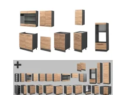 Mueble de cocina oro power roble/antracita 300x60x81.6 fame-line