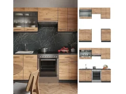 Mueble de cocina oro power roble/antracita 200x46x81.6 fame-line