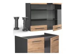 Mueble de cocina oro power roble/antracita 200x46x81.6 fame-line