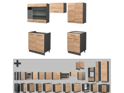 Mueble de cocina oro power roble/antracita 200x46x81.6 fame-line