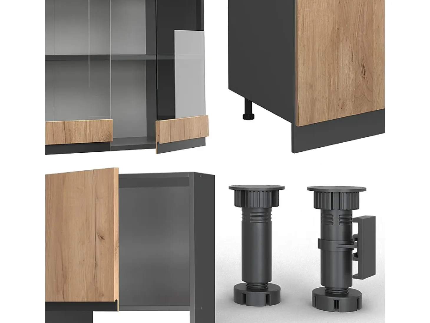Mueble de cocina oro power roble/antracita 300x60x81.6 r-line