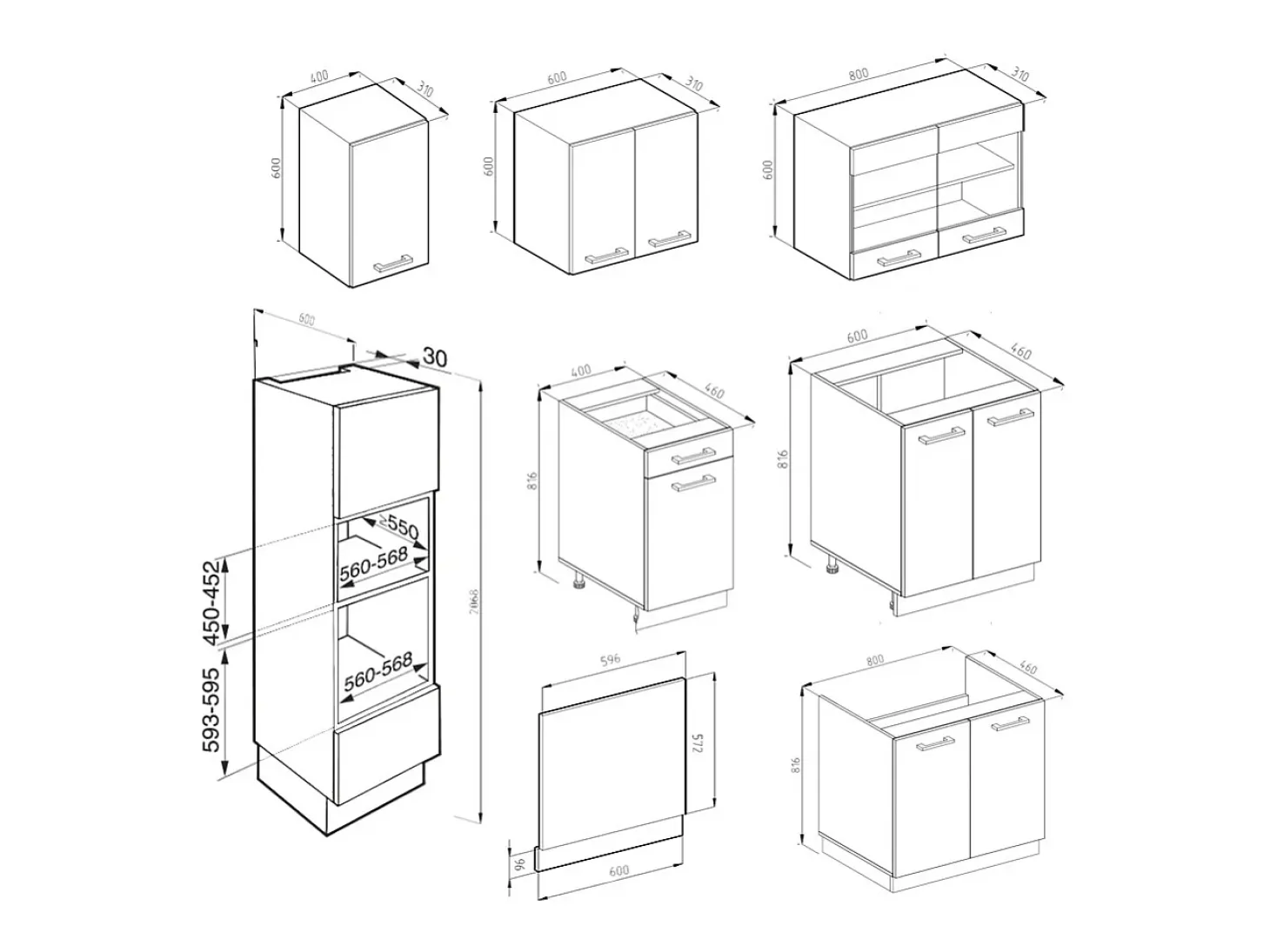 Mueble de cocina oro power roble/antracita 300x60x81.6 r-line