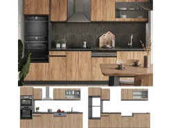 Mueble de cocina oro power roble/antracita 300x60x81.6 r-line