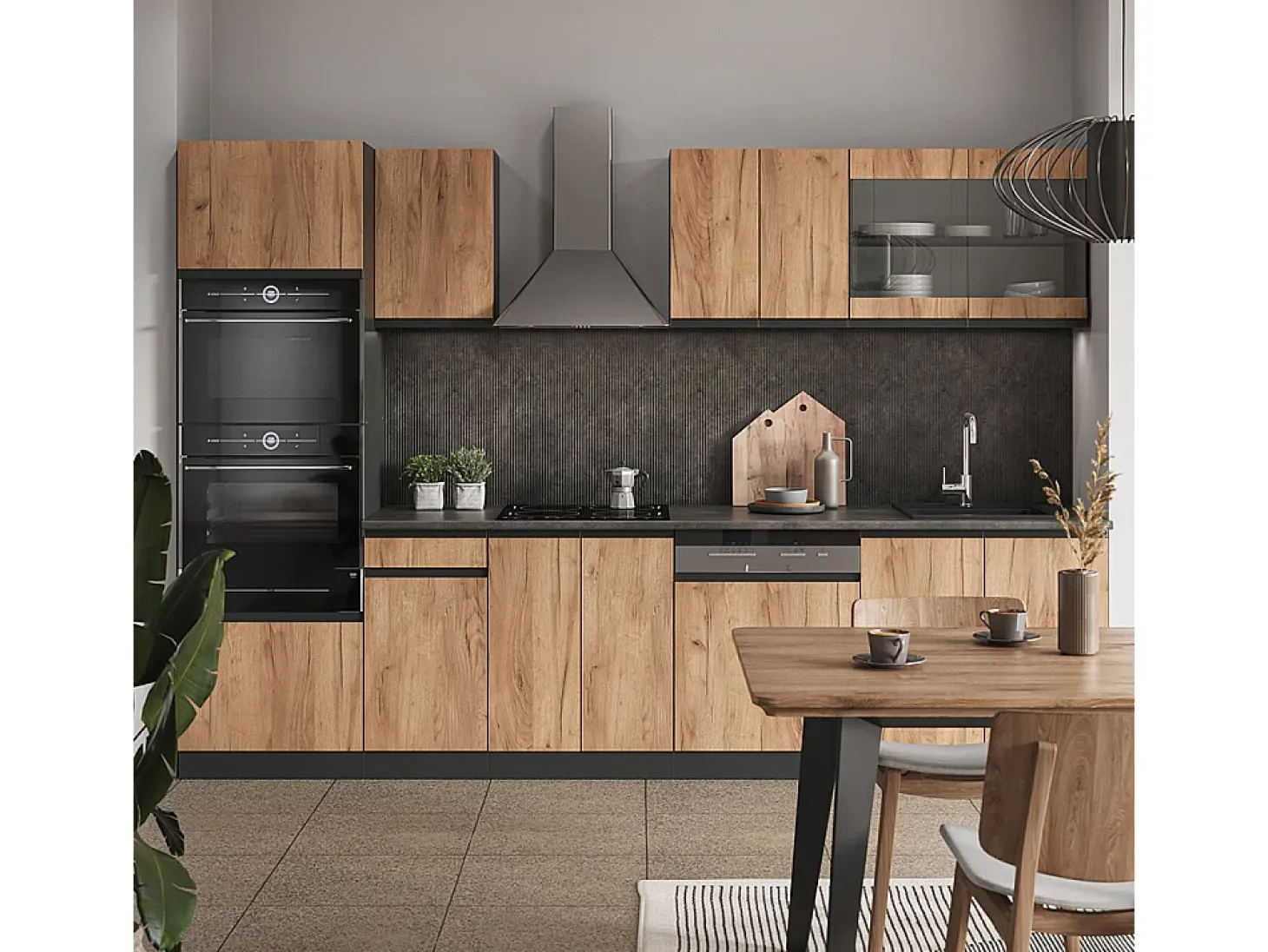 Mueble de cocina oro power roble/antracita 300x60x81.6 r-line