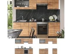 Mueble de cocina oro power roble/antracita 240x60x81.6 fame-line