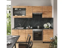 Mueble de cocina oro power roble/antracita 240x60x81.6 fame-line