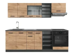Mueble de cocina oro power roble/antracita 240x46x81.6 r-line