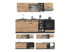 Mueble de cocina oro power roble/antracita 240x46x81.6 r-line