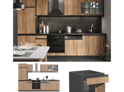 Mueble de cocina oro power roble/antracita 300x46x81.6 r-line