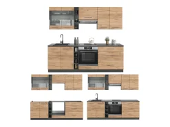 Mueble de cocina oro power roble/antracita 235x60x81.6 fame-line