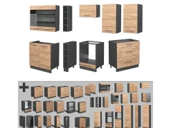 Mueble de cocina oro power roble/antracita 235x60x81.6 fame-line