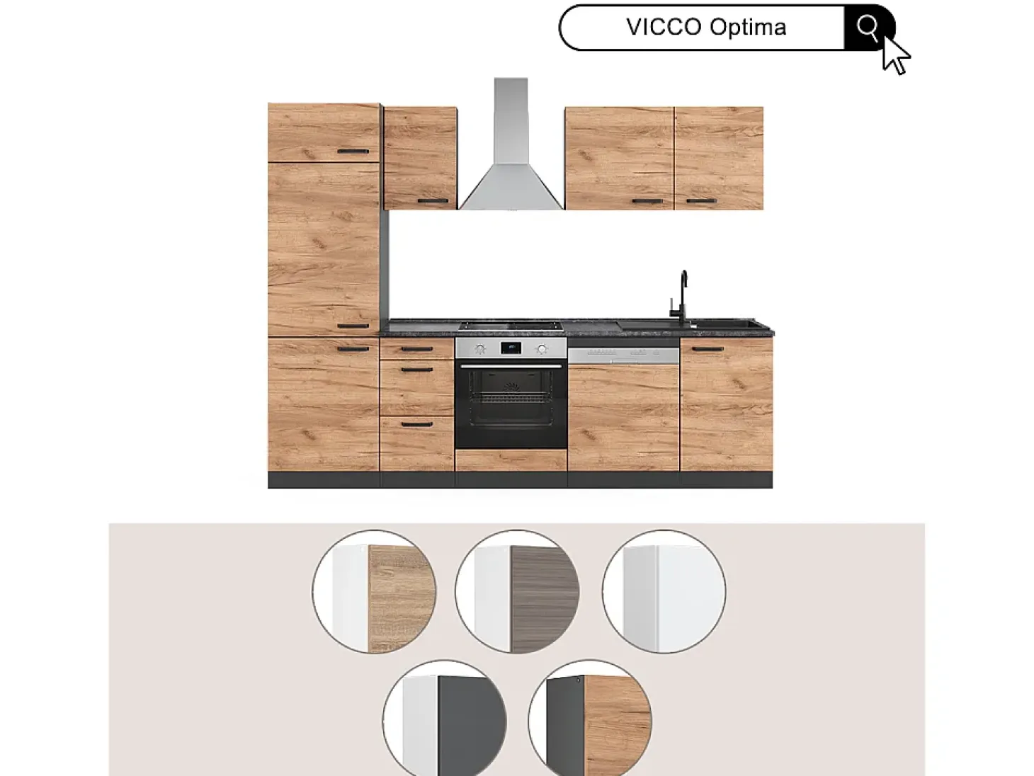 Mueble de cocina oro power roble/antracita 270x57.1x81.6 optima