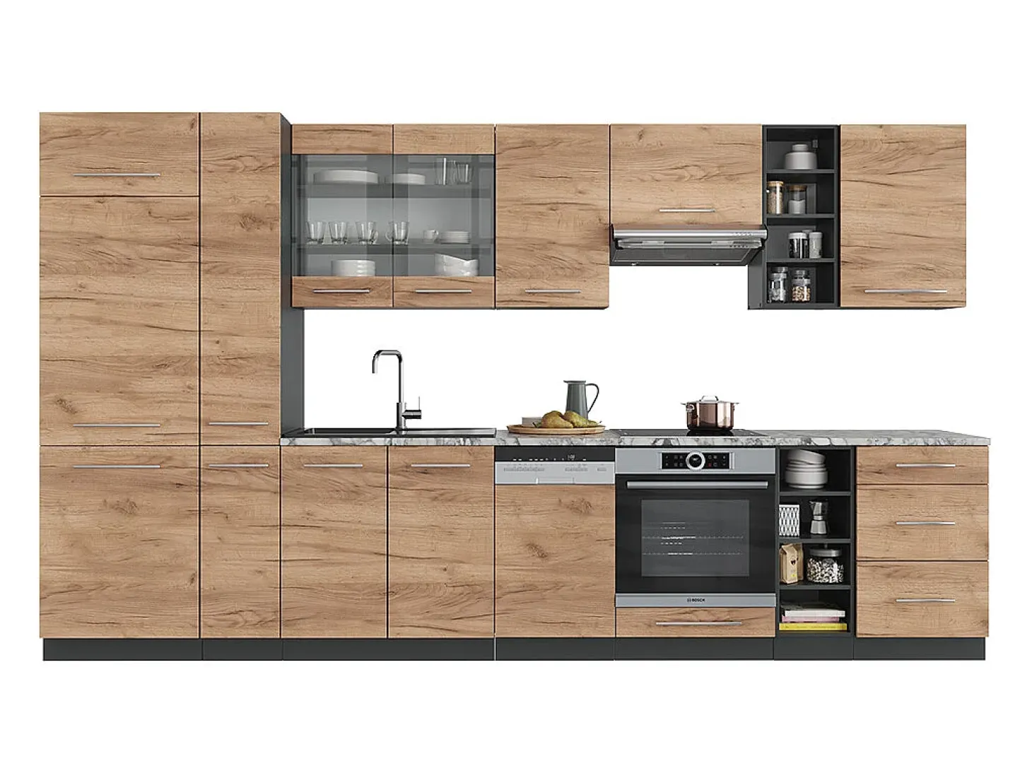 Mueble de cocina oro power roble/antracita 355x46x81.6 fame-line