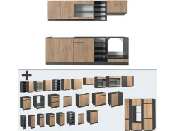 Mueble de cocina oro power roble/antracita 240x46x81.6 r-line